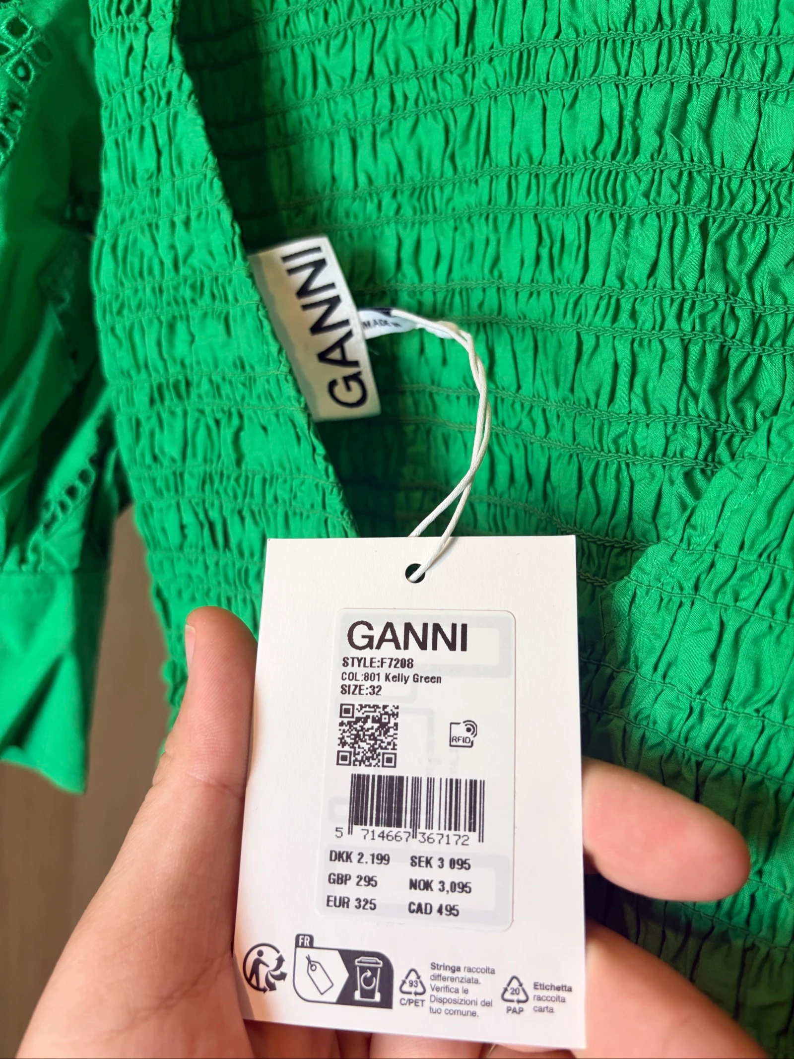 Vestido Ganni verde com bordado inglês tamanho 32 – photo 6